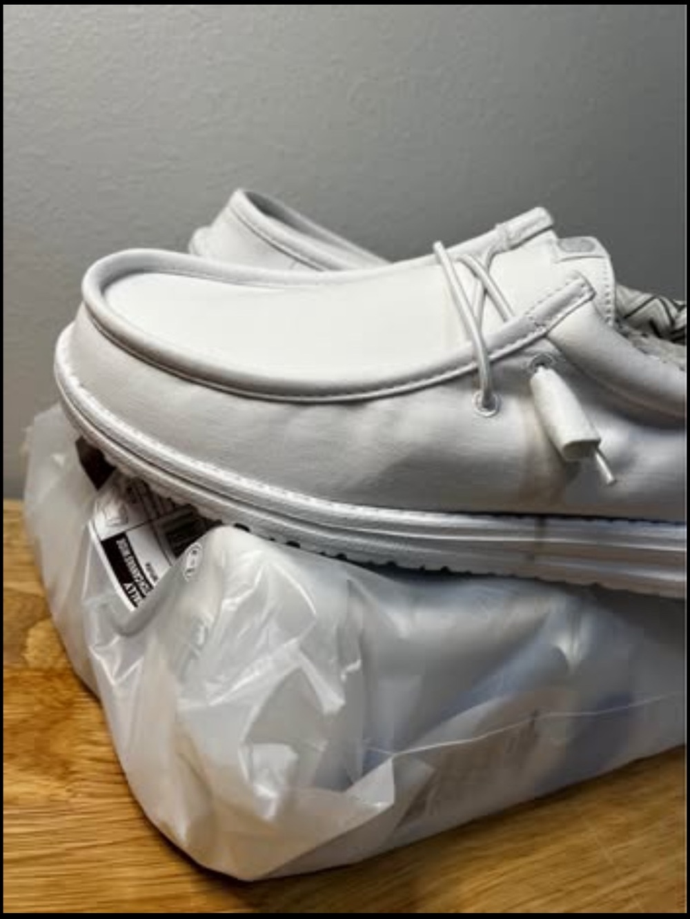 Hey Dude White Leather Slip-On Sneakers
